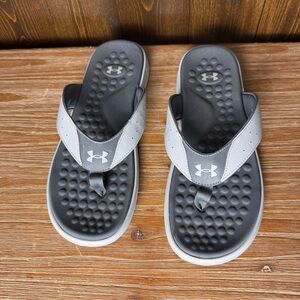 Men’s Under Armour Ignite Pro Thong Flip Flop Sandals Size 13 Gray & White